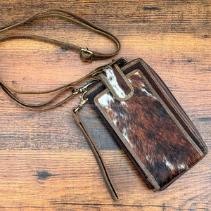 Cartera de cuero de vaca para mujer con bolsillo para teléfono Monedero de pulsera de cuero genuino occidental Pelo de alta calidad en bolsa móvil oculta - Product Image 2