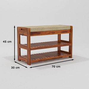 Saleem inernational Solid Wood 2 Level <b>Shoe</b> Rack Juta Chhpal Rack Size 70x30x45 CM l Teak Finish - Product Image 3