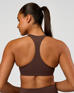 Soutien-gorge de sport dos nageur pour femme, couleur unie, col rond, sans couture, maintien moyen, pour yoga et fitness - Product Image 6