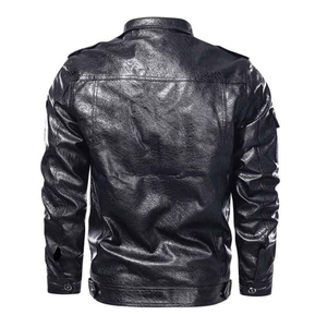 OEM Customized <b>Men's</b> <b>Leather</b> <b>Jacket</b> Smooth Monochrome Waterproof with Hooded Collar Custom Logo Services Outdoor <b>Leather</b> <b>Jacket</b> - Product Image 2