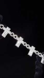 Pulsera Infinito Cruzado al por Mayor, Plata de Ley 925 con Oro 10K, VVS1 Cultivado en Laboratorio, Estilo Iced Out, Pulsera de Fe Infinita, Proveedor Hip Hop - Product Image 6