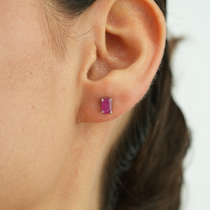 High Quality Handmade 925 Sterling Sterling <b>Silver</b> Octagon Cut Authentic Ruby Gemstone <b>Stud</b> <b>Earrings</b> For Women - Product Image 2