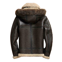 Veste bomber à capuche en véritable peau de mouton de qualité supérieure, avec capuche amovible, doublure en fausse fourrure, fermeture éclair pour l'hiver, pour homme