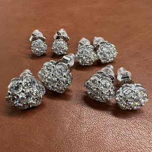 Moissanite Diamond Flower <b>Stud</b> Earrings 925 <b>Silver</b> Cluster Design Gold Tone Sparkling Luxury Jewelry for Women Gift - Product Image 6
