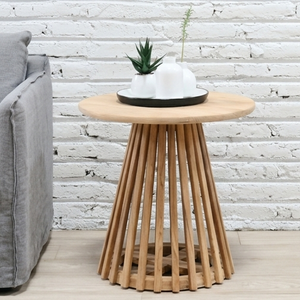 Table basse en teck massif de qualité supérieure, base minimaliste à lattes, meubles de salon, table artisanale écologique - Product Image 6
