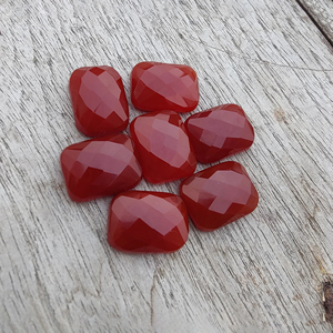 Natural Red Onyx Checker Cut Rectangle <b>Cushion</b> AAA+ Gemstone, Flat Back Calibrated Loose Stone All Sizes Available - Product Image 2