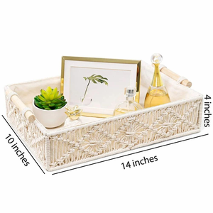 Juego de 1 Cesta de Almacenamiento de Macramé de Lujo con Asas, Organizadores de Almacenamiento de Cuerda Multiusos de Estilo Bohemio para Decoración del Hogar - Product Image 2