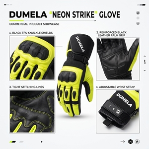 DUMELA INTERNATIONAL Leather Full-Finger Motorbike <b>Gloves</b>-Breathable Wrist Support <b>Touchscreen</b> Needle Detection Four Seasons Use - Product Image 5