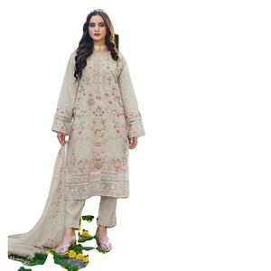 Conception attrayante ORGANZA TISSU Broderie Séquence Travail Long Style Party Wear Salwar Suit from India Export - Product Image 1