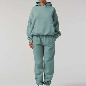 Survêtements à capuche pour femmes, coupe classique, les plus vendus, avec logo personnalisé, pantalons décontractés, vêtements d'automne, 100 % coton respirant, couleur unie - Product Image 1