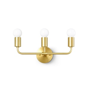 Modern Minimalist 3-Light Brushed Nickel Wall Sconce Industrial Exposed <b>Bulb</b> Wall Lamp for <b>Bathroom</b> Vanity and Hallway Lighting - Product Image 1