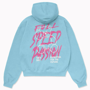 Light Blue <b>Women</b> Hoodie Full Speed Passion Print <b>Back</b> Design Casual Autumn Wear 100% Cotton Knitted Sweatshirt - Product Image 2