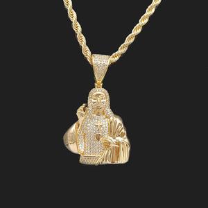 Pendentif Jésus en cuivre serti de zirconiums cubiques, best-seller, personnalisé, style « Iced Out », 14 carats, pour homme, pendentif unique - Product Image 5