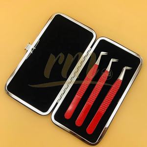 Pinzas de extensión de punta de plata para mujer, juego de pinzas de color rojo, de lujo, profesional, personalizado, Etiqueta Privada - Product Image 4