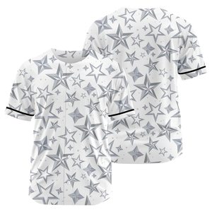 Camiseta de Béisbol Personalizada con Patrón de Estrellas Blancas Sublimadas, Unisex, para Adultos, Manga Corta, Transpirable, de Poliéster, con Nombre del Equipo 00 y Logotipo Frontal - Product Image 4