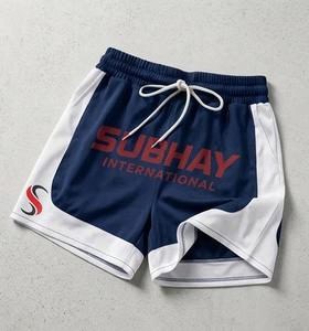 Shorts en maille bleu et blanc unisexe Subhay International, séchage rapide, logo imprimé sur le devant, vêtements de sport pour adultes - Product Image 5