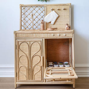 Top sélectionné rotin cuisine stockage des aliments jouets pour enfants naturel poêle jouet enfant enfants en bois semblant jouer - Product Image 3