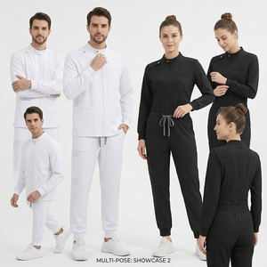 Medical Scrubs 2 Piece Set Unisex \ Surgical Tracksuit <b>Nursing</b> Doctor's \ Stand Collar-Neck Scrub Shirt & Jogger <b>Trouser</b> - Product Image 4