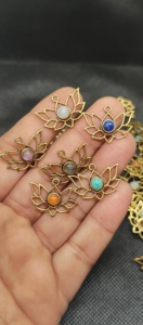 Conectores de Latón con Piedras Preciosas para Colgantes de Boda con Gemas Mixtas - Product Image 3