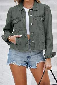 Chaqueta Vaquera para Mujer, Estilo Vintage, Chaqueta de Mezclilla Informal, Abrigo de Mezclilla Sólido, Ropa de Moda para Mujer para Otoño - Product Image 3