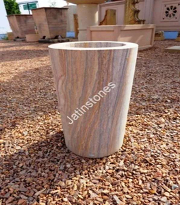 Macetas de Piedra Natural Hechas a Mano con Diseño de Textura Tejida Tallada, Maceta Decorativa para Interiores, Exteriores, Jardín y Hogar - Product Image 4