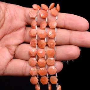 Natural Peach Moonstone Faceted Hexagon Shape Loose Gemstone Briolette Beads 5-9mm High Quality Moonstone Beads Jewelry Making - Product Image 3