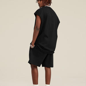 Men Solid Black Sleeveless Tank Top O-Neck Knitted Casual Wear - Product Image 4