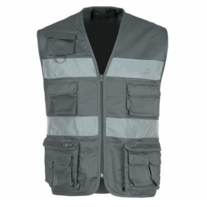 Chaleco de Seguridad Reflectante de Alta Visibilidad para Hombre, Ropa de Trabajo de Poliéster con Bolsillos y Cierre de Cremallera, Gris - Product Image 2