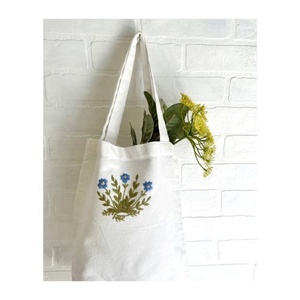 Grand centre imprimé floral merveilleuses arrivées GOTS Eco coton sac à provisions pliant paquet réutilisable toile pli pochette fourre-tout - Product Image 3