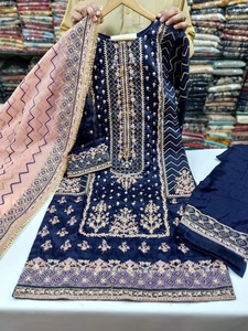 Vestido de algodón y lino Salwar Kameez de seda cosida de 3 piezas para mujer superventas 2022 para ropa de fiesta última colección - Product Image 5