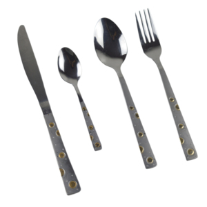 Ensemble de couverts en laiton martelé, 4 pièces, finition miroir plaqué or, pour la maison, les restaurants et les hôtels, qualité supérieure, ensembles de couverts de dîner - Product Image 5