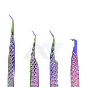 Juego Profesional de 4 Pinzas para Extensión de Pestañas, Acero Japonés Premium con Agarre de Diamante, Punta de Fibra de Precisión Multicolor - Product Image 5