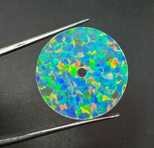 Lab Created Flat Cut Opal Watch Dial 31.5 mm One Sided <b>Polished</b> <b>Face</b> 0.7mm Thick 2mm Center Hole AK Gems - Product Image 1