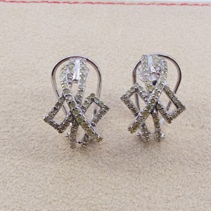 Geometric Hoop Earrings with Crystal Rhinestones 925 <b>Silver</b> Luxury Women's Party Jewelry - Product Image 5