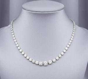 Classic Round Brilliant Cut Moissanite <b>Beaded</b> <b>Necklace</b> 925 Silver Women's Wedding Jewelry Prong Setting Ball Shape - Product Image 3