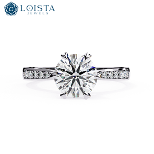 Bague de fiançailles personnalisée en diamant, bague en or avec diamant de laboratoire IGI rond, bague de mariage en diamant de laboratoire 18 carats - Product Image 2