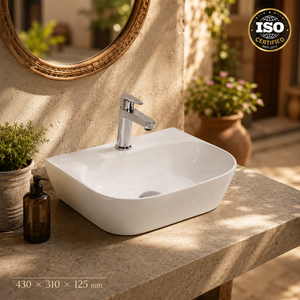 Minimalist Wall Mount Bathroom Sink Rectangle Smooth Surface White with 5 Year Warranty Laser Printed Logo - Product Image 6