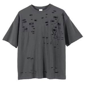 T-shirt court vintage personnalisé pour homme, 100 % coton, délavé à l'acide, style streetwear, avec motif graphique - Product Image 1