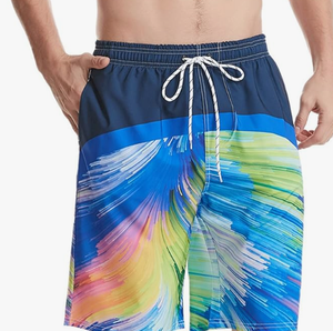 <b>Mens</b> Printed Board Shorts Quick Dry Drawstring Casual Swim <b>Trunks</b> with Pockets Multicolor Pattern Mid Waist Short Length - Product Image 1