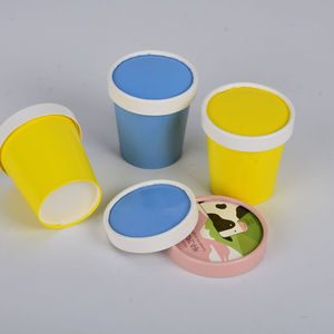 Gobelets à yaourt jetables à double paroi recyclables, gobelets en papier écologiques ronds avec couvercles, vente en gros - Product Image 3