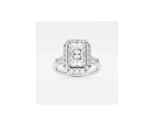 Bague de fiançailles en diamant de laboratoire Radiant, 2 carats au total, avec halo conique et diamants d'appoint, bague de mariée classique - Product Image 3