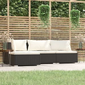 Conjunto de Muebles de Jardín de Ratán PE Negro con Acero con Recubrimiento en Polvo, Colección de Muebles Duraderos para Exteriores - Product Image 1