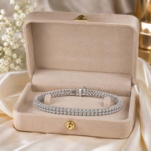 Bracelet tennis en diamants véritables 2,00 TCW |   Bracelet en or blanc serti de diamants sur deux rangées |   Bijoux fins de 7 pouces pour femmes, cadeau de luxe - Product Image 4
