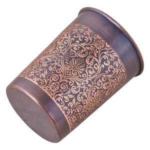 Vaso de Cobre Puro con Acabado Antiguo, Hecho a Mano, Grabado, para Agua, Jugo, Uso Ayurvédico - Product Image 3