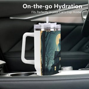 Stainless Steel Tumbler 40oz <b>Large</b> Capacity Travel Mug With Handle For Outdoor Use - Product Image 3