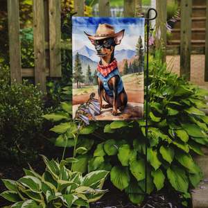 Pinscher en miniatura vaquero bienvenida jardín bandera Multicolor buzón decorativo patio bandera Patio ilustraciones para camas de flores pequeñas - Product Image 2