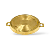 Plato Redondo Premium de Latón de 9 Pulgadas para Bistec con Asas, Hecho a Mano, Pulido de Lujo, para Hoteles y Restaurantes, Idea Perfecta para Recuerdo o Regalo