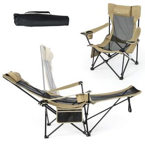 Chaise longue de camping réglable avec repose-pieds détachable Chaise confortable avec dossier haut - Product Image 4