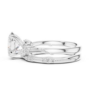 Anillo de Compromiso Art Deco con Moissanita de Corte Oval Exquisito Vinson Project, Banda Contorneada, Alta Claridad, Chapado en Oro de 14K sobre Acero Inoxidable - Product Image 2