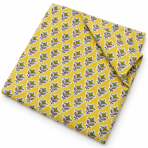 Tissu en voile de coton peigné léger imprimé à la main par blocs, motif floral, 60S60S 90 GSM, multi-usages, largeur 43/44 pouces, jaune bleu, de Pinksa - Product Image 4